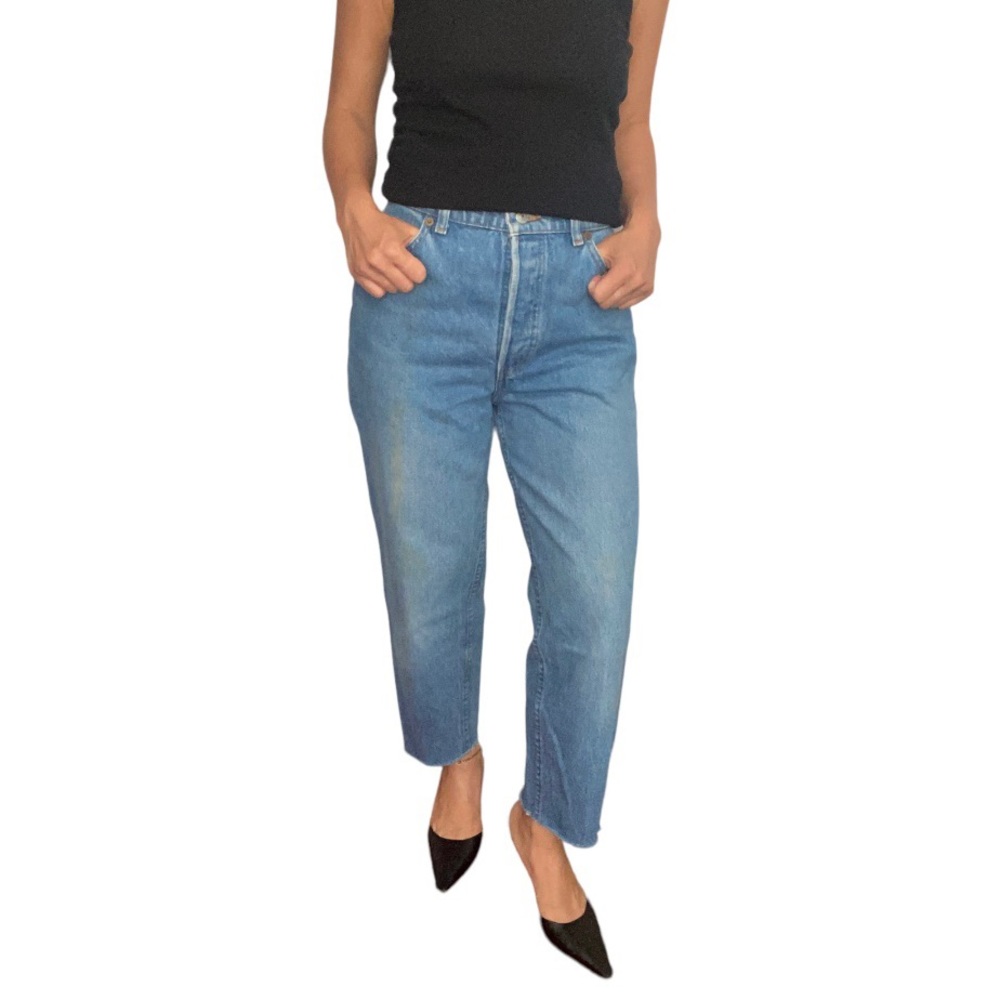 LEVIS 501 High Waisted Frayed Hemmed Jeans Size L